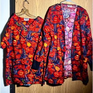 HALLOWEEN  Medical Staff Scrub Jacket & Top, Set, . 
Size L Jacket / M Top